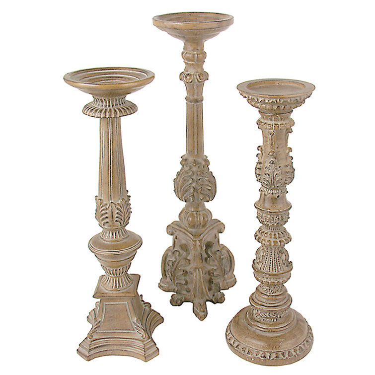 Astoria Grand 3 Piece Regal Tall Resin Candlestick Set & Reviews Wayfair